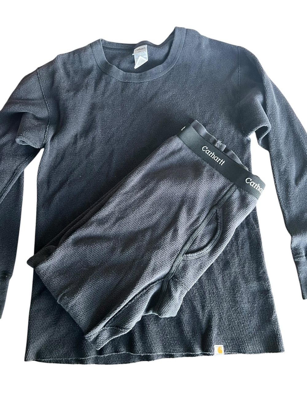 Vtg Carhartt Thermal Base Layer Shirt Long Johns K56 Men XL Black Winter Outdoor